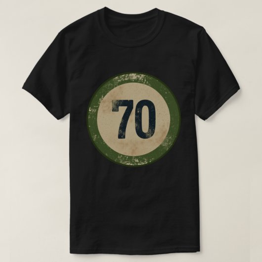 Retro Nummer 70 mit Abnutzungseffekt T-Shirt (Design vorne)