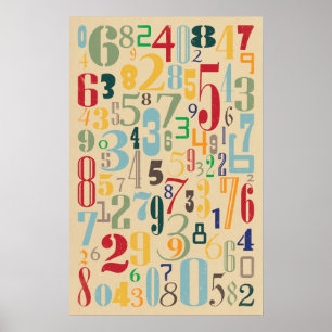 Retro-Nummern - Math Poster