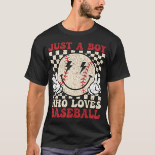 Retro Nur ein Junge, der Baseball liebt Baseball-L T-Shirt