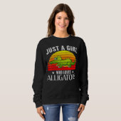 Retro nur ein Mädchen, das Lieben Alligator Alliga Sweatshirt (Vorne ganz)