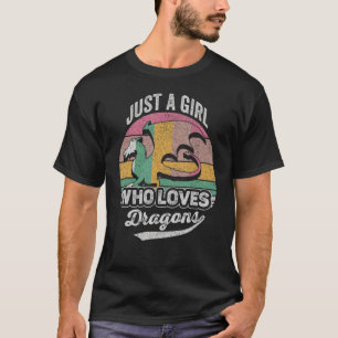 Retro nur ein Mädchen, die Lieben Dragons Frauen M T-Shirt