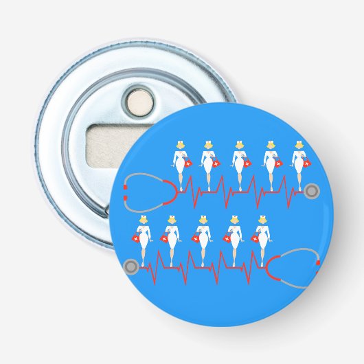Retro Nurse Button Flaschenöffner (Vorderseite)