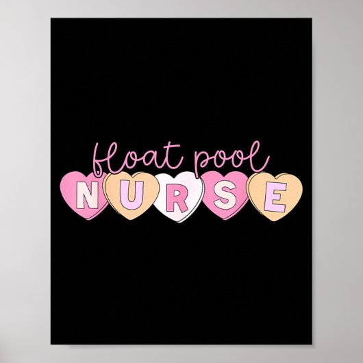 Retro Nurse Float Ol Valentines Heart Icu Med Surg Poster (Vorne)