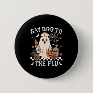 Retro Nurse Ghost Halloween Impfstoff sagen Boo zu Button