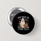 Retro Nurse Ghost Halloween Impfstoff sagen Boo zu Button (Vorne & Hinten)