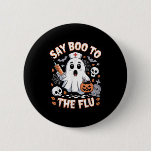 Retro Nurse Ghost Halloween Impfstoff sagen Boo zu Button
