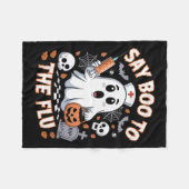 Retro Nurse Ghost Halloween Impfstoff sagen Boo zu Fleecedecke (Vorderseite (Horizontal))
