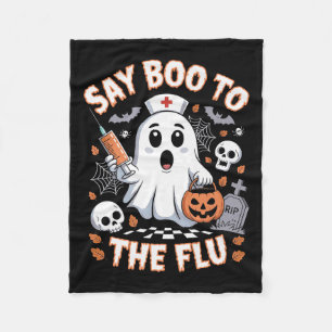 Retro Nurse Ghost Halloween Impfstoff sagen Boo zu Fleecedecke