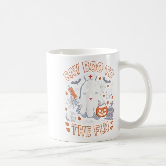 Retro Nurse Ghost Halloween Impfstoff sagen Boo zu Kaffeetasse (Rechts)