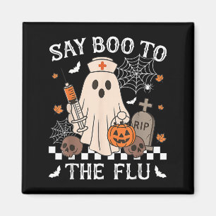 Retro Nurse Ghost Halloween Impfstoff sagen Boo zu Magnet