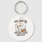Retro Nurse Ghost Halloween Impfstoff sagen Boo zu Schlüsselanhänger (Vorderseite)