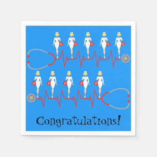 Retro Nurse Gratulationspapier Napkins Serviette (Vorderseite)