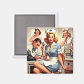 Retro Nurse Illustration Magnet (Vorderseite/Rückseite)