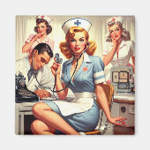 Retro Nurse Illustration Magnet (Vorne)