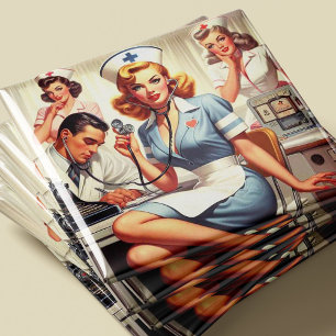 Retro Nurse Illustration Magnet