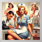 Retro Nurse Illustration Poster (Vorne)