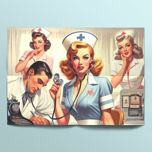 Retro Nurse Illustration Seidenpapier