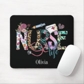 Retro Nurse Life Niedliche Typografie Mousepad (Mit Mouse)