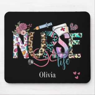 Retro Nurse Life Niedliche Typografie Mousepad