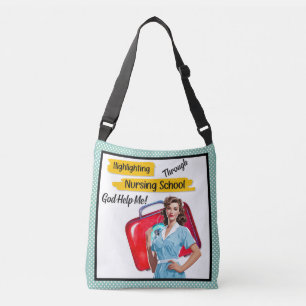 Retro-Nurse-Pinup_ Krankenakten Tragetaschen Mit Langen Trägern