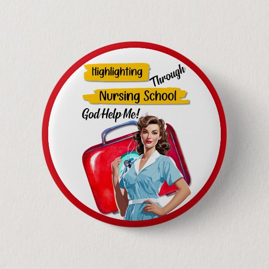 Retro Nurse Pinup_ Krankenpflege Button (Vorderseite)