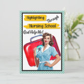 Retro Nurse Pinup_ Krankenpflege Dankeskarte (Stehend Vorderseite)