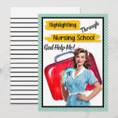 Retro Nurse Pinup_ Krankenpflege Dankeskarte (Vorne/Hinten)