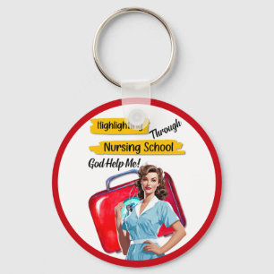 Retro Nurse Pinup_ Krankenpflege Schlüsselanhänger