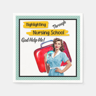Retro Nurse Pinup_ Krankenpflege Serviette