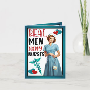Retro Nurse Pinup_ Real Men heiraten Krankenschwes Dankeskarte