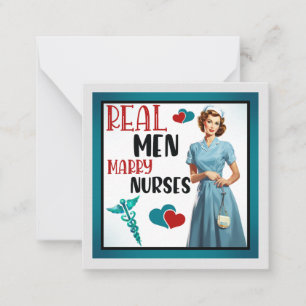 Retro Nurse Pinup_ Real Men heiraten Krankenschwes Mitteilungskarte