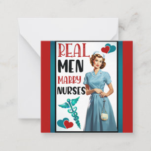 Retro Nurse Pinup_ Real Men heiraten Krankenschwes Mitteilungskarte