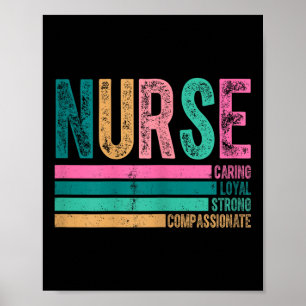 Retro Nurse Tracks Design Kümmernd Loyal Strong Poster