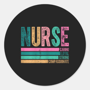 Retro Nurse Tracks Design Kümmernd Loyal Strong Runder Aufkleber