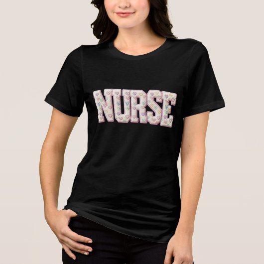 Retro Nurse Valentine , Faux Yarn Heart Coquette Tri-Blend Shirt (Vorderseite)