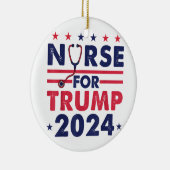 Retro Nurses for Trump 2024 America Stars Flag Str Keramik Ornament (Rechts)