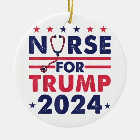 Retro Nurses for Trump 2024 America Stars Flag Str Keramik Ornament (Vorne)