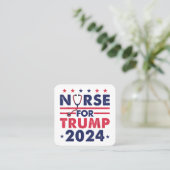 Retro Nurses for Trump 2024 America Stars Flag Str Quadratische Visitenkarte (Stehend Vorderseite)