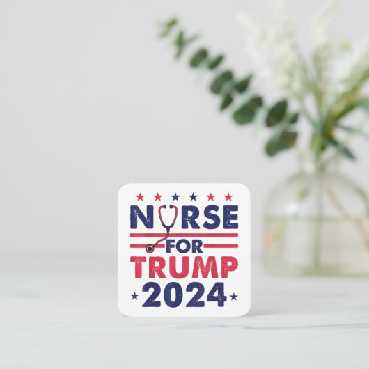 Retro Nurses for Trump 2024 America Stars Flag Str Quadratische Visitenkarte (Stehend Vorderseite)