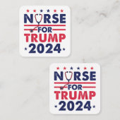 Retro Nurses for Trump 2024 America Stars Flag Str Quadratische Visitenkarte (Vorne/Hinten)