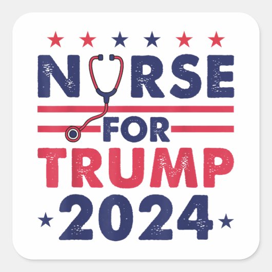 Retro Nurses for Trump 2024 America Stars Flag Str Quadratischer Aufkleber (Vorderseite)