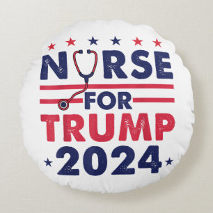 Retro Nurses for Trump 2024 America Stars Flag Str Rundes Kissen
