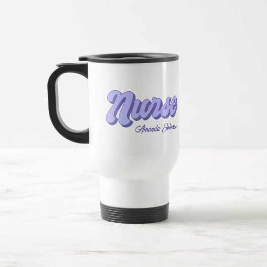 Retro Nurvel Travel Mug Personalisiert Lila Reisebecher (Links)