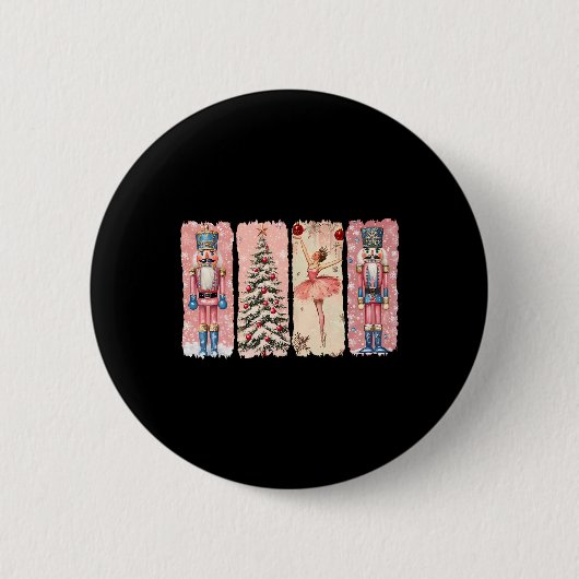 Retro Nussknacker Hellrosa Weihnachten Xmas Vibes Button (Vorderseite)