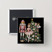 Retro-Nussknacker-Szene Vintage-Weihnachten passen Button (Vorne & Hinten)