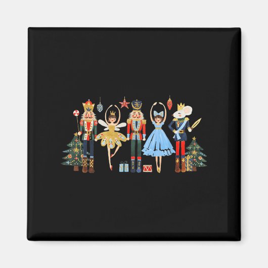 Retro Nutcracker Ballet Christmas Tree Shirts For  Magnet (Vorne)