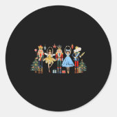 Retro Nutcracker Ballet Christmas Tree Shirts For Runder Aufkleber (Vorderseite)