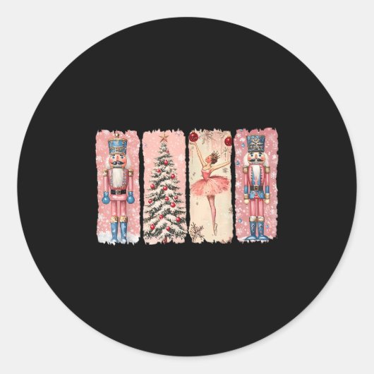 Retro Nutcracker Ballet Nk Christmas Xmas Vibes Wo Runder Aufkleber (Vorderseite)