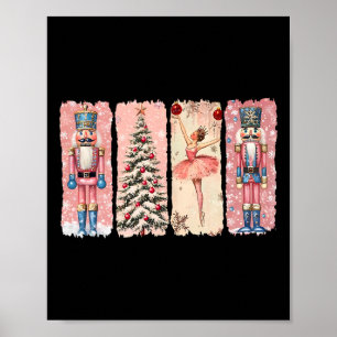 Retro Nutcracker Llet Pink Weihnachten Weihnachten Poster