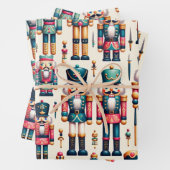 Retro Nutcracker Weihnachtswrapping Paper Geschenkpapier Set (Beispiel)